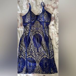 Royal blue and gold dress